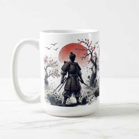 Mug Samurai Warrior with Twin Katanas Sunset Art (Gauche)