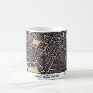 Mug San Antonio, Texas, carte antique aérienne de la v