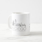 Mug San Diego| Ligne Skyline Stylisée Ville (Devant gauche)