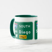 Mug San Diego, panneau routier de CA (Devant gauche)