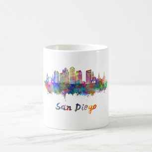 Mug San Diego V2 skyline in watercolor