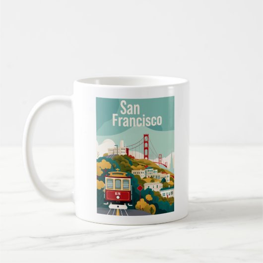 Mug San Francisco Californie - Téléphérique Rouge (Gauche)