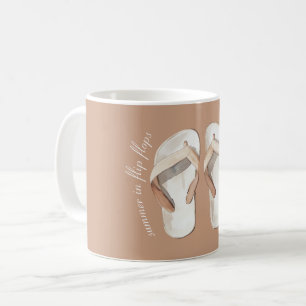 Mug Sandales d'été marron crème à semelles de lanières