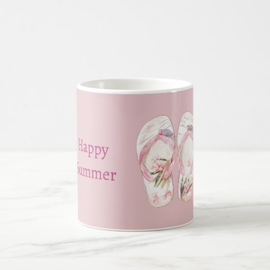 Mug Sandales roses été heureux (Centre)
