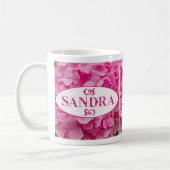 Mug "Sandra" dans Elegant rose Hydrangea lettres de fl (Gauche)
