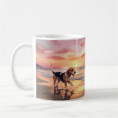 Mug Sandy Paws Chien Beagle sur le coucher du soleil d (Gauche)