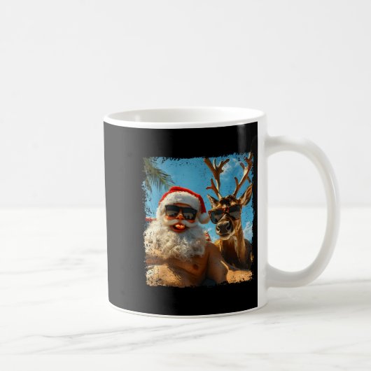 Mug Santa And Reindeer Selfie Funny Christmas Vacation (Droite)