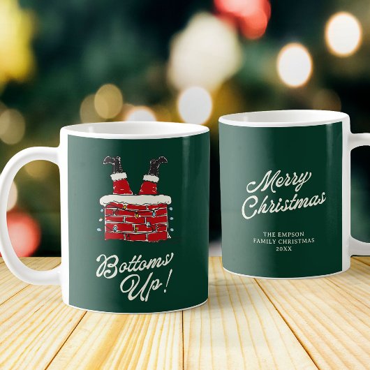 Mug Santa Bottoms Up Funny Holiday Kitchen and Gift