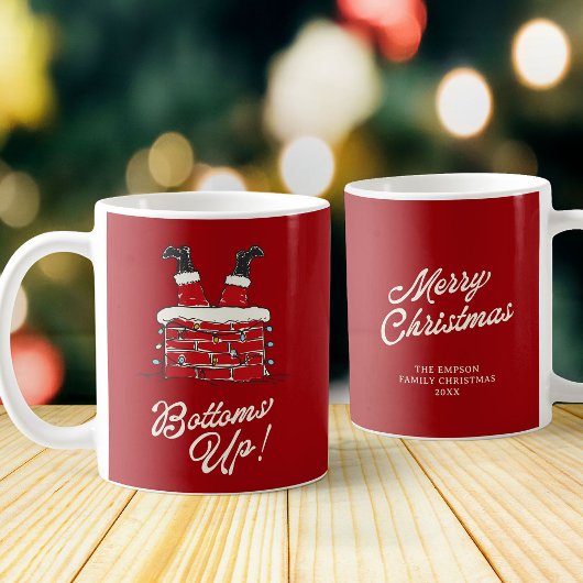 Mug Santa Bottoms Up Funny Holiday Kitchen and Gift
