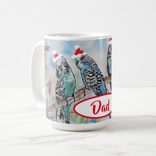 Mug Santa Budgie Christmas Budgies Budgerigar Bird Dad (Devant gauche)