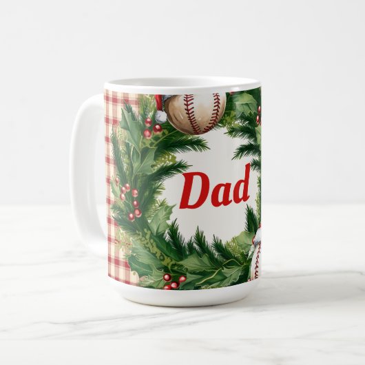 Mug Santa Cap Baseball Dad Personalized (Devant gauche)