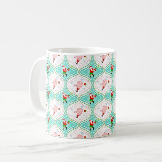 Mug Santa Christmas Pickleball Ogee Pattern (Devant gauche)