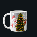 Mug Santa claus and reindeer behind a christmas tree.j<br><div class="desc">christmas santa claus reindeer,  frofrisend friends ful funny ,  vintage magic snowflake art,  2020 happy new year,  joy gift snow flying,  year new celebration deer,  happy xmas winter holiday,  bell merry cartoon illustration,  fun animal cute,  reindeer christmas clmas</div>