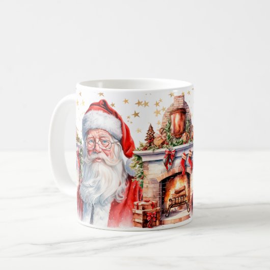 Mug Santa Claus classique avec cheminée Noël (Devant gauche)