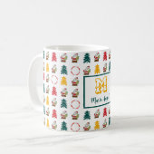 Mug Santa Claus et arbres de Noël Monogrammé (Devant gauche)