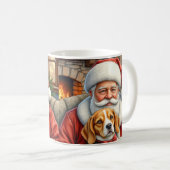 Mug Santa Claus Holding Beagle Christmas Art (Devant droit)