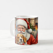 Mug Santa Claus Holding Beagle Christmas Art (Devant gauche)