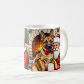 Mug Santa Claus Holding Belgian Malinois Christmas Art (Devant droit)