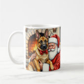 Mug Santa Claus Holding Belgian Malinois Christmas Art (Gauche)