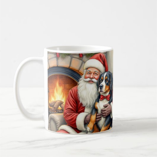 Mug Santa Claus Holding Bernese Mountain Dog Christmas (Gauche)