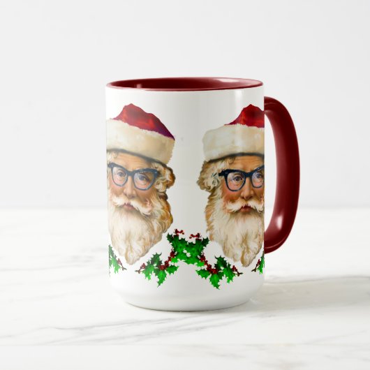 Mug Santa Claus & Holly Noël Conception (Devant droit)