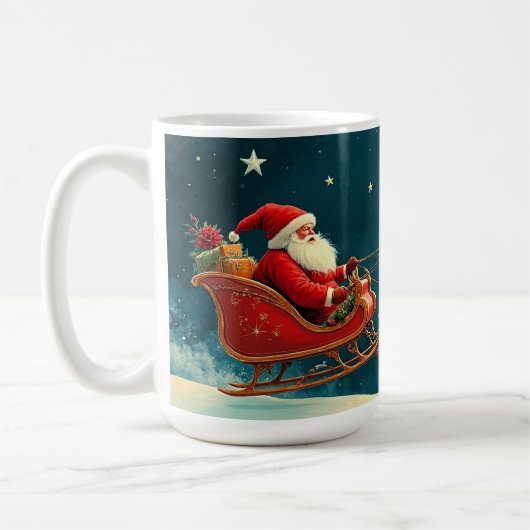 Mug Santa Claus in sleigh with reindeer (Gauche)
