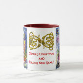 Mug SANTA CLAUS JOUER HARP Gold Celtic Knots Blanc (Centre)