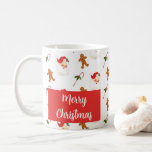 Mug Santa Claus Pattern Merry Christmas<br><div class="desc">Cette tasse en céramique de Noël présente un design vintage/rétro chéri du Père Noël,  un sucre de canne et un biscuit en pain d'épices. Personnalisez cette tasse avec votre texte ou achetez comme indiqué avec Joyeux Noël</div>