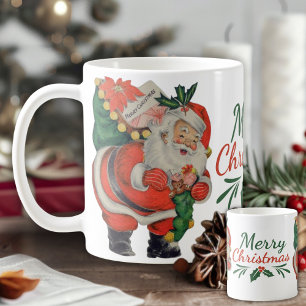 Mug Santa Claus rétro vintage avec sac Joyeux Noël