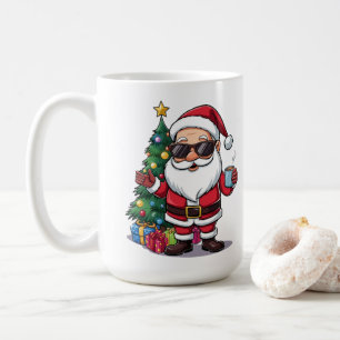 Mug Santa Cool avec Lunettes de Soleil & Sapin de