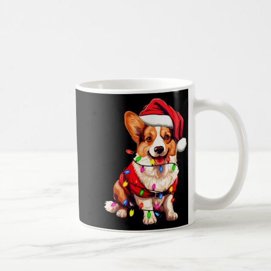Mug Santa Corgi Dog Christmas Lights Xmas Pajama Dog L (Droite)