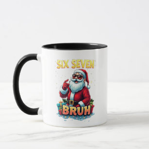 Mug 🎅Santa dit Six Sept Mème Drôle de Père Noël tenan