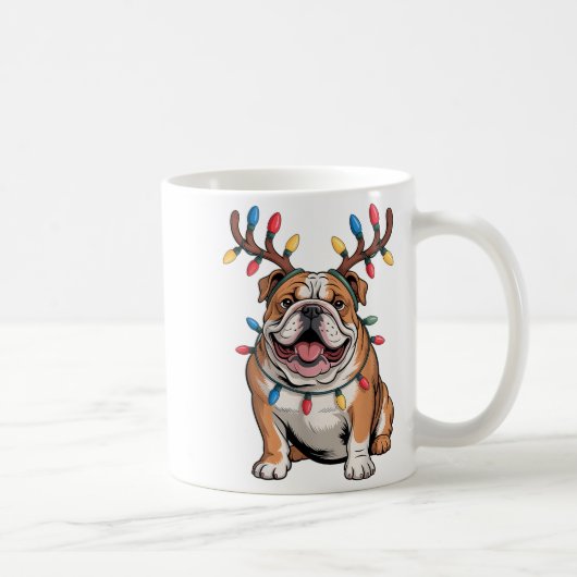 Mug Santa English Bulldog Reindeer Light Christmas (Droite)