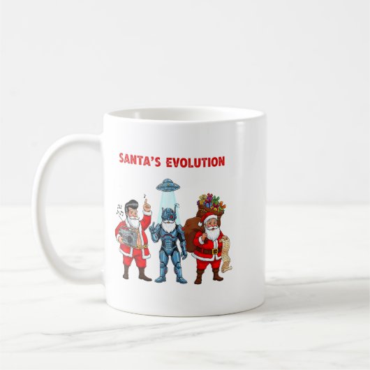 Mug Santa Evolution Robot Clic Future Funny Christmas  (Gauche)