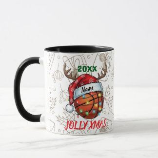Mug Santa Hat Basketball Reindeer Christmas Fun Sport