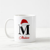 Mug Santa Hat Custom Monogramme Rouge Script Noël (Gauche)