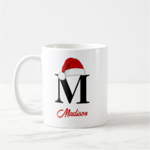 Santa Hat Custom Monogramme Rouge Script Noël