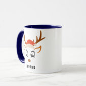 Mug Santa Hat Cute Reindeer Garçon Noël Marine Bleu (Devant gauche)