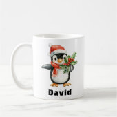 Mug Santa Hat Penguin tenant Noël Holly (Gauche)