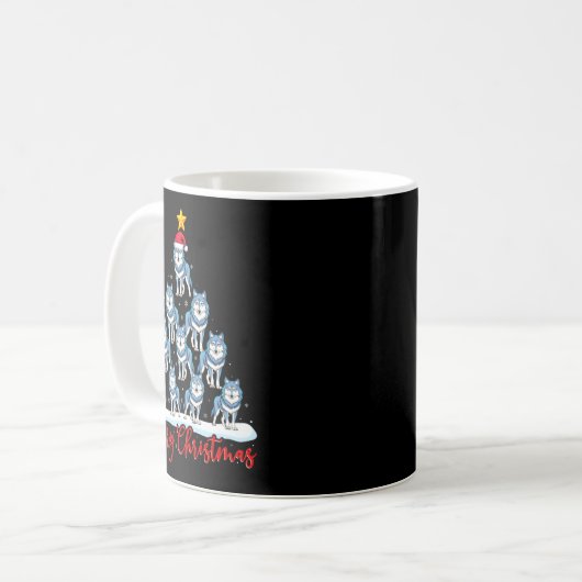 Mug Santa Hat Ugly Xmas Funny Wolf Christmas Tree  (Devant gauche)