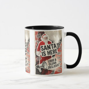 Mug Santa Is Here Coffee— Vintage Christmas Gift