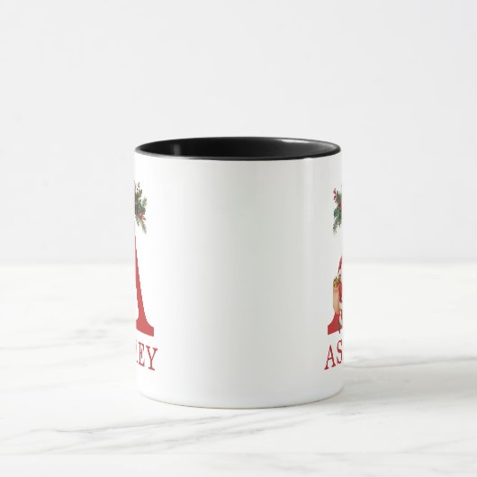 Mug Santa Monogrammed and Name Family Matching (Centre)