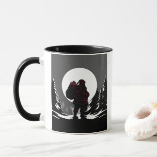 Mug Santa Noir – Père Noël noir et blanc avec lueur ro