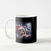 Mug Santa Reindeer Selfie Cat Funny Christmas Tee  (Gauche)
