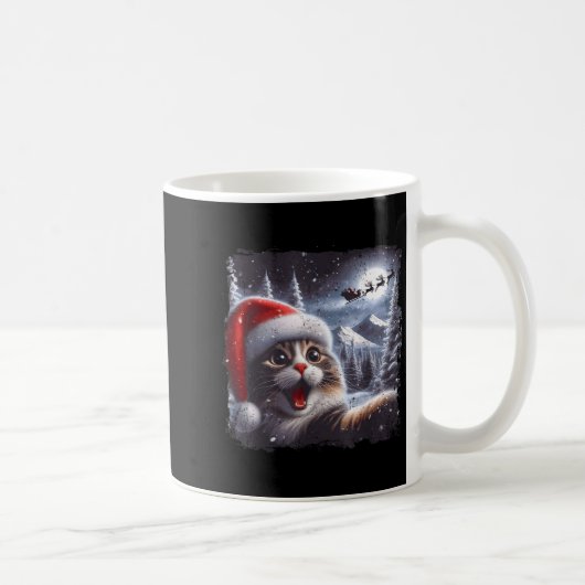 Mug Santa Reindeer Selfie Cat Funny Christmas Tee  (Droite)