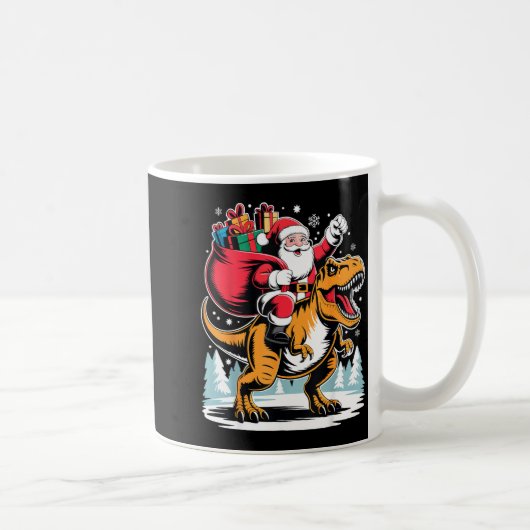Mug Santa Riding Dinosaur T Rex Christmas Boys Xmas (Droite)