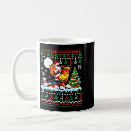 Mug Santa Riding Reindeer Sun Conure Sweater Xmas Tree (Gauche)