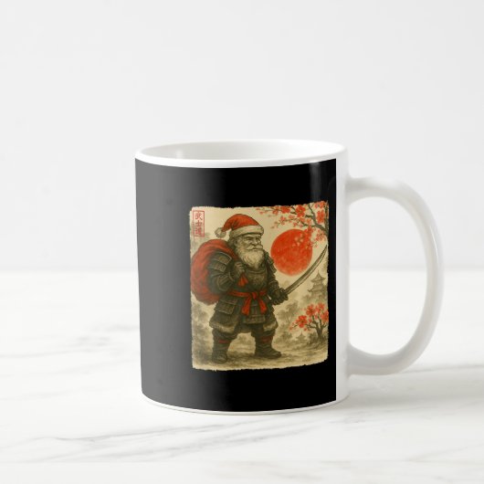 Mug Santa Samurai Japanese Warrior Costume Sumi-e Art  (Droite)