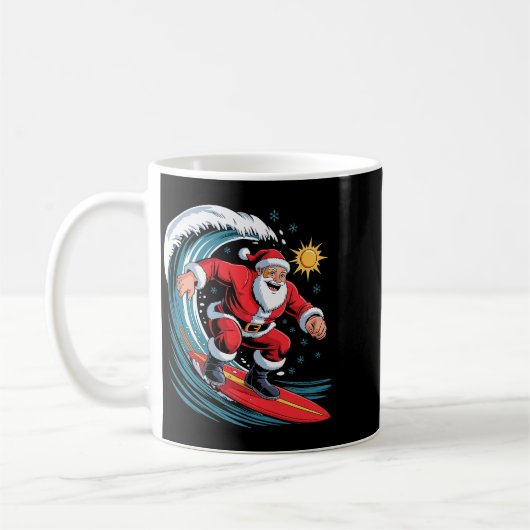 Mug Santa Surfing Funny Surfer Holiday Christmas Xmas (Gauche)