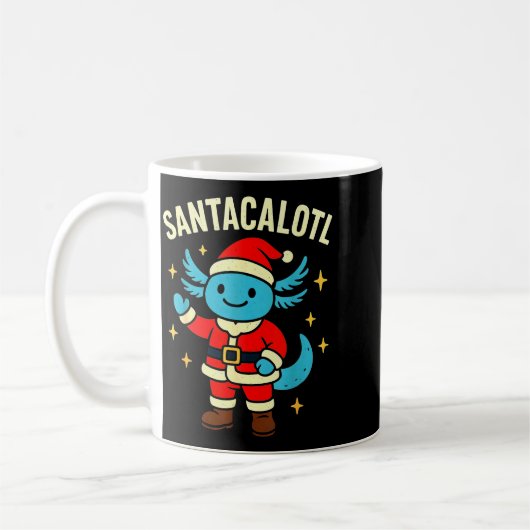 Mug Santacalotl Santa Claus Cute Blue Axolotl New Year (Gauche)